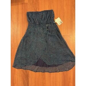 Roxy Strapless High Low Dress Womens Large Blue Teal Chiffon NWT